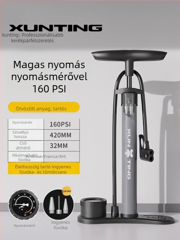 Hordozható, magasnyomású kerékpár-mini pumpa – kézi pumpa mountain bike-hoz és labdákhoz