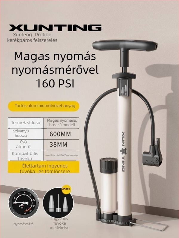 Hordozható, magasnyomású kerékpár-mini pumpa – kézi pumpa mountain bike-hoz és labdákhoz