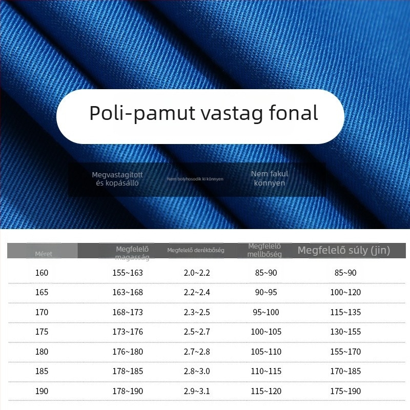 Férfiak számára készült hosszú ujjú munkaruha szett, kopásálló, gyárban, műhelyben és építkezésen használható, hímzett logóval