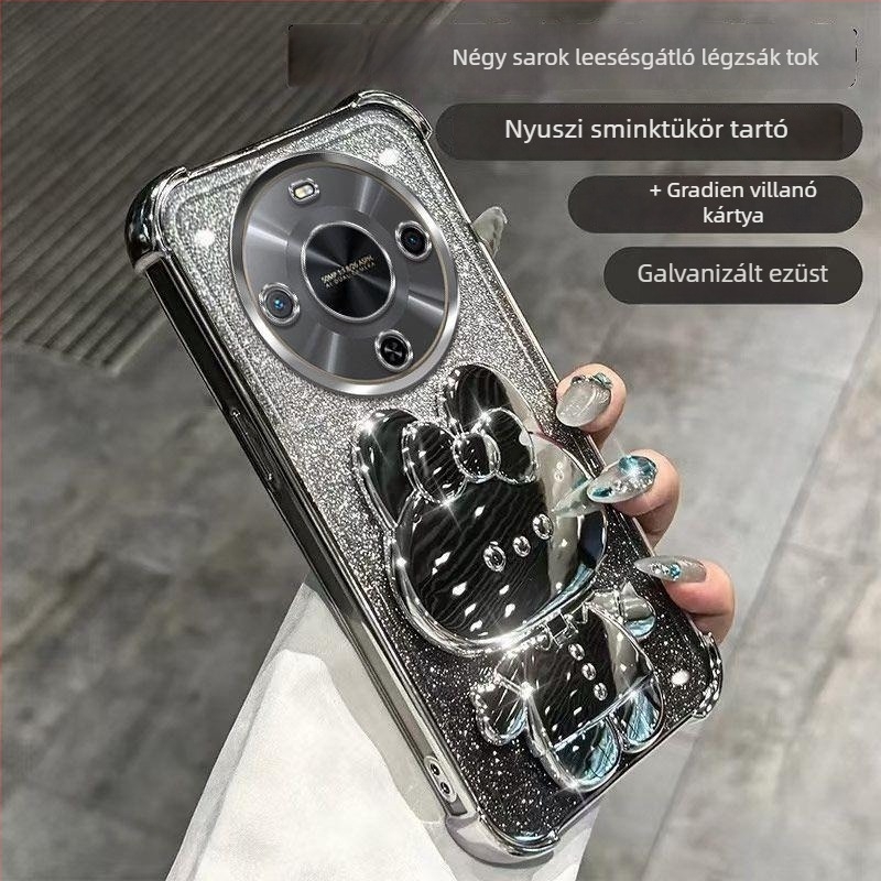 Huawei Enjoy 70X prémium kiadású telefontok csillogó nyuszi állvánnyal BRE-AL80A, női stílus