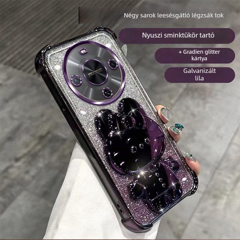 Huawei Enjoy 70X prémium kiadású telefontok csillogó nyuszi állvánnyal BRE-AL80A, női stílus