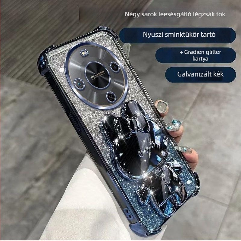 Huawei Enjoy 70X prémium kiadású telefontok csillogó nyuszi állvánnyal BRE-AL80A, női stílus