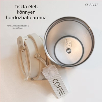Vállpántos rozsdamentes acél termosz pohár irodai használatra, víz- és kávés pohár, nagy átmérő, autóhoz hordozható