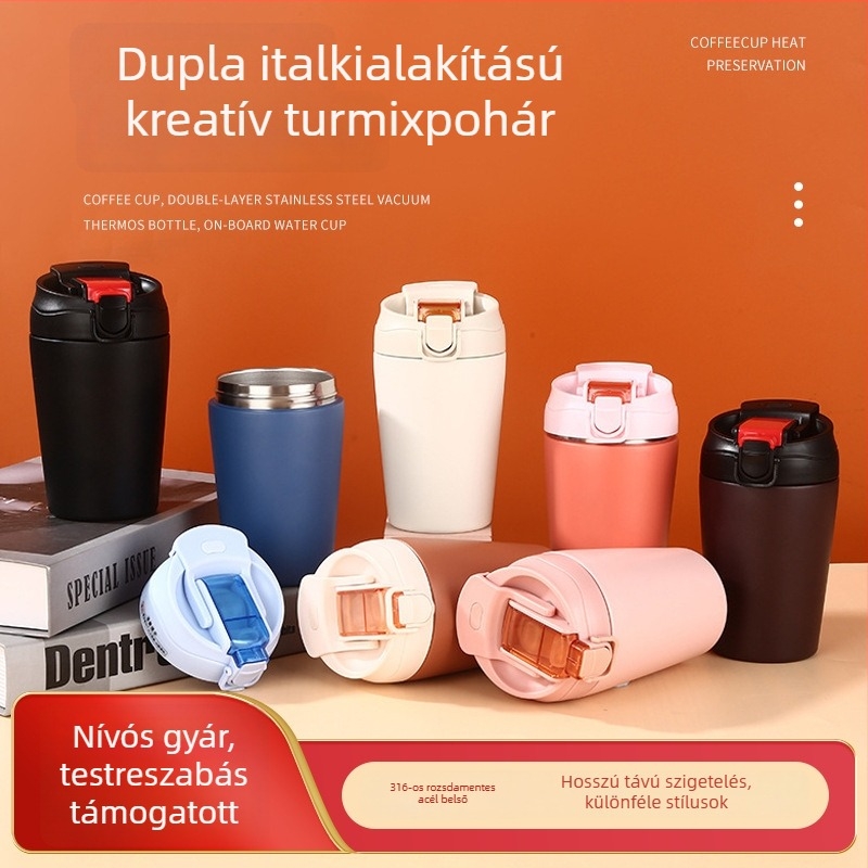 316 rozsdamentes acélból készült termosz shaker pohár szívószállal, hordozható dupla italos pohár, uniszex minimalistás irodai kávés pohár