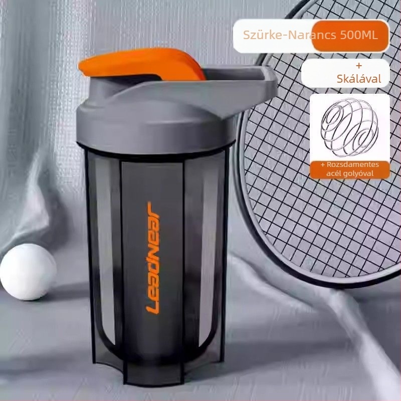 Shaker fehérje shake-ekhez és étkezéshelyettesítőkhöz, hordozható sportos vízpalack