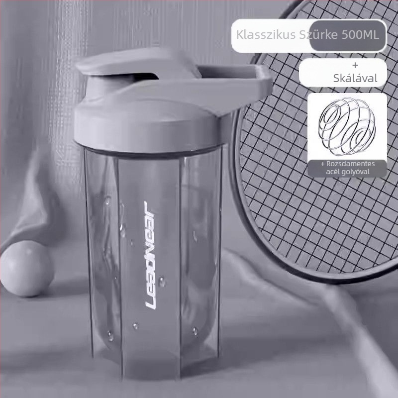 Shaker fehérje shake-ekhez és étkezéshelyettesítőkhöz, hordozható sportos vízpalack