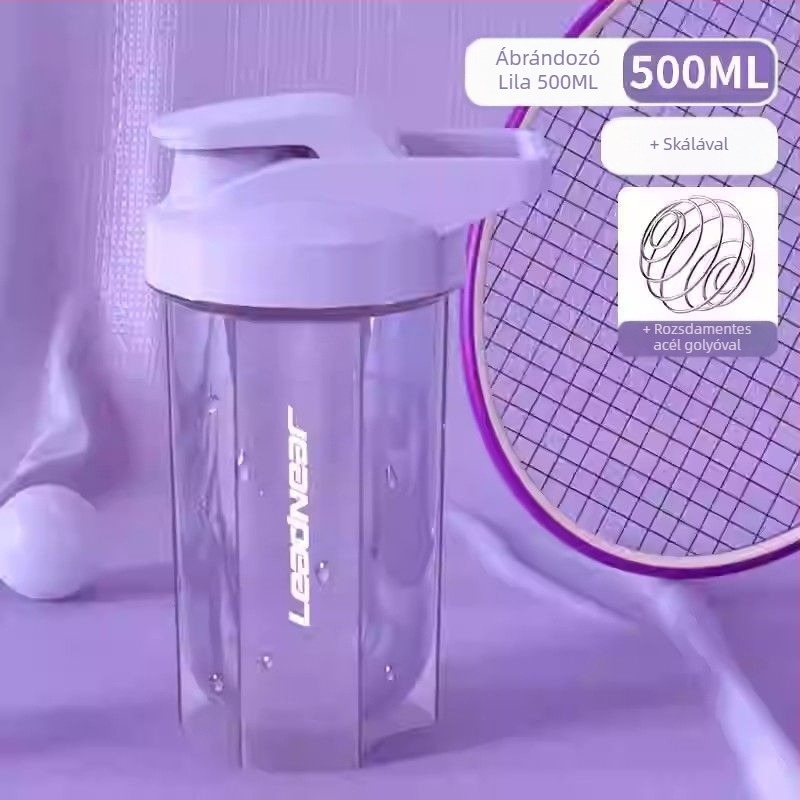 Shaker fehérje shake-ekhez és étkezéshelyettesítőkhöz, hordozható sportos vízpalack