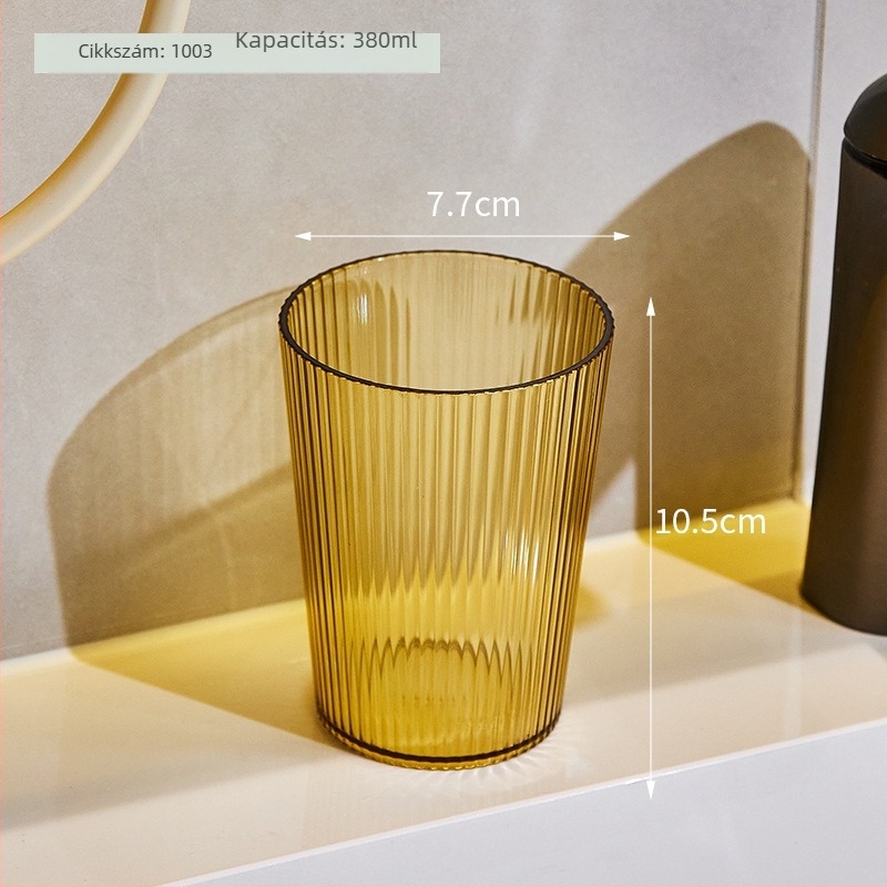 Átlátszó, minimalista szájöblítő pohár és fogkefetartó készlet pároknak, otthoni használatra.