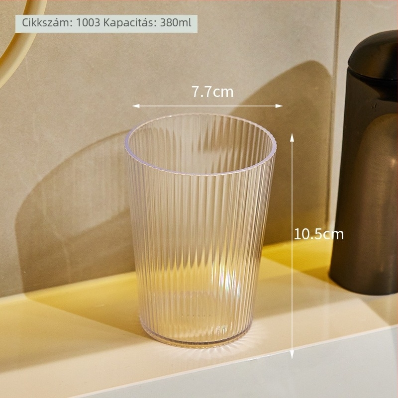 Átlátszó, minimalista szájöblítő pohár és fogkefetartó készlet pároknak, otthoni használatra.