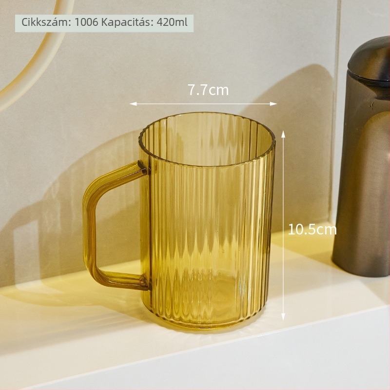 Átlátszó, minimalista szájöblítő pohár és fogkefetartó készlet pároknak, otthoni használatra.