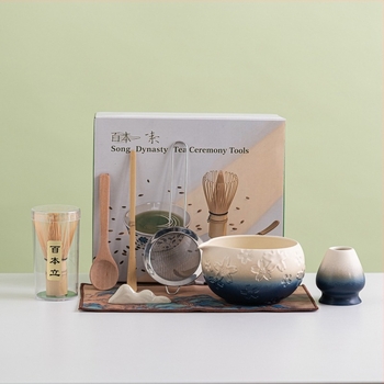 Gyémántmintás matcha tál csőrrel, kerámia teás eszközök, matcha készlet