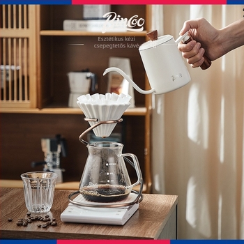 Bincoo Kézi pour-over kávéfőző készlet felhőmintás fa fogantyúval, rozsdamentes acélból, teljes otthoni készlet, kézi őrlő, hosszú kifolyóval kancsó