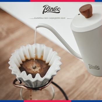Bincoo Kézi pour-over kávéfőző készlet felhőmintás fa fogantyúval, rozsdamentes acélból, teljes otthoni készlet, kézi őrlő, hosszú kifolyóval kancsó