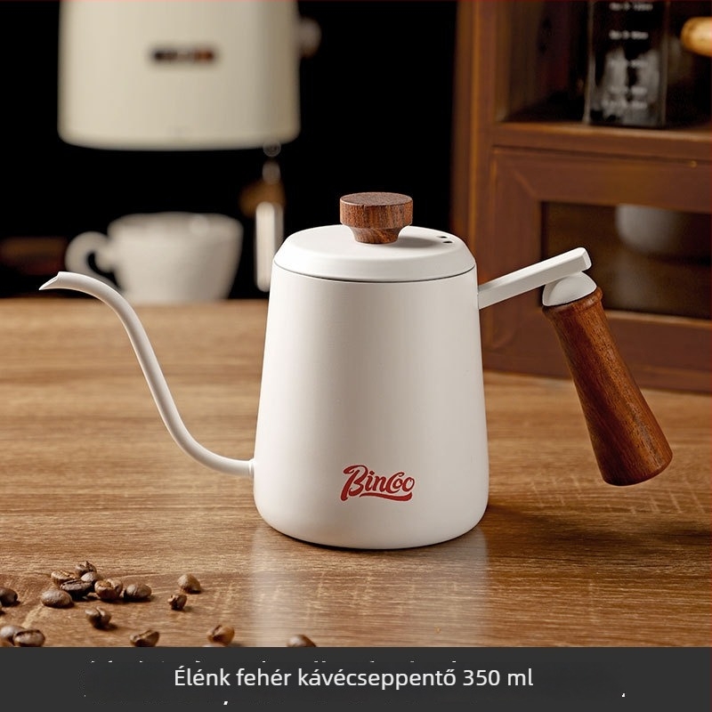 Bincoo Kézi pour-over kávéfőző készlet felhőmintás fa fogantyúval, rozsdamentes acélból, teljes otthoni készlet, kézi őrlő, hosszú kifolyóval kancsó