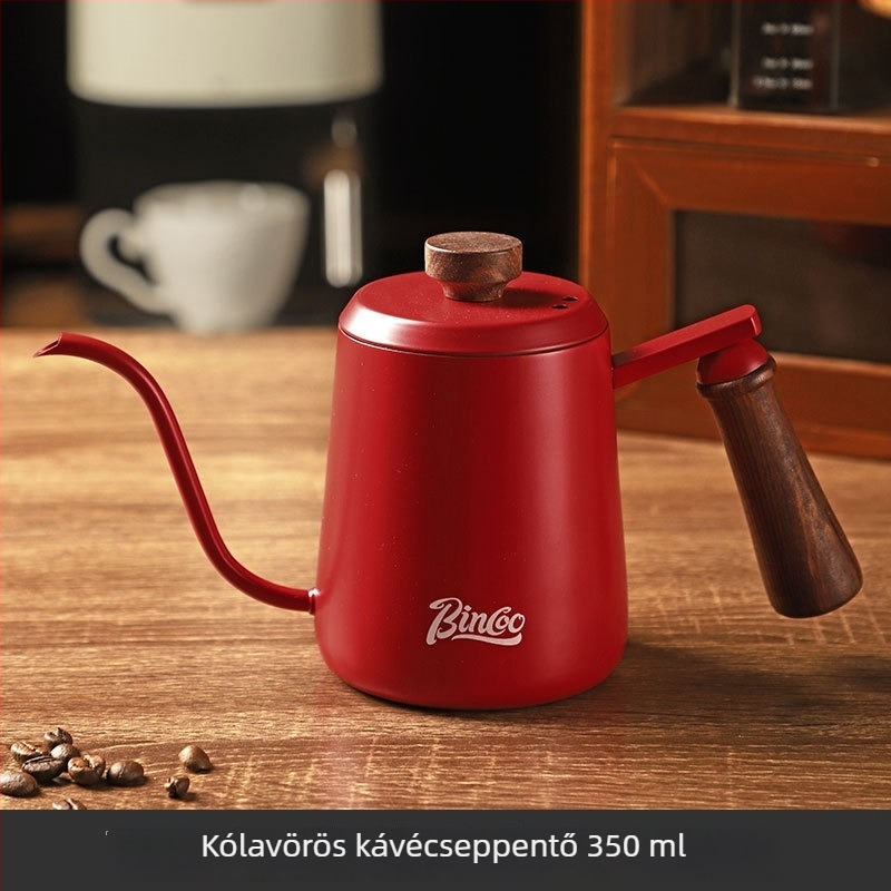 Bincoo Kézi pour-over kávéfőző készlet felhőmintás fa fogantyúval, rozsdamentes acélból, teljes otthoni készlet, kézi őrlő, hosszú kifolyóval kancsó