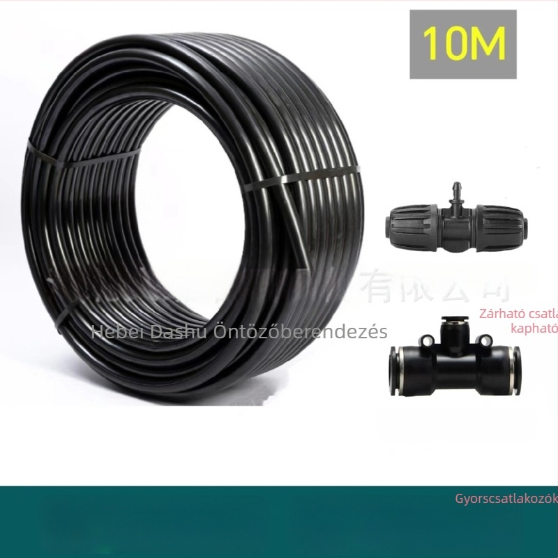 16 mm-es PE kertészeti öntözőcső automatikus öntözéssel, gyorscsatlakozós cső, mikropermetező fej és fővezeték kiegészítői