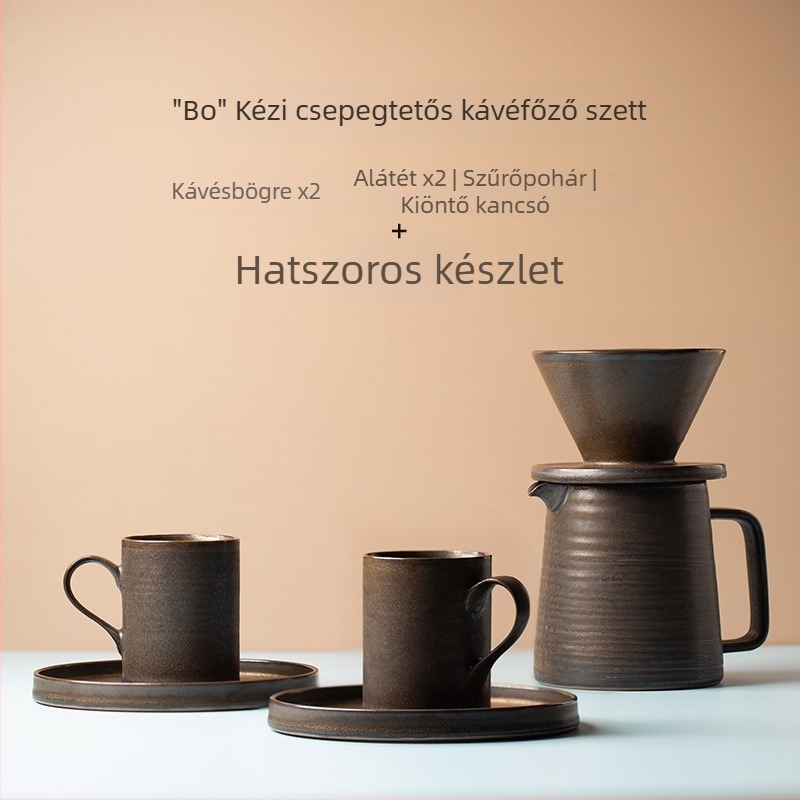 Otthoni pour-over kávés készlet kerámiakupával és szűrővel japán stílusban