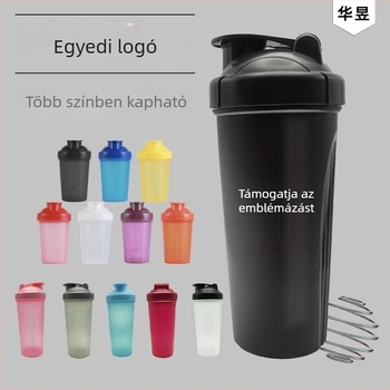 Hordozható flip-top műanyag shaker pohár, 400 ml, nagy kapacitású fitnesz pohár