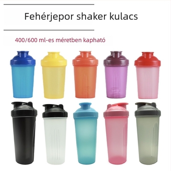 Hordozható flip-top műanyag shaker pohár, 400 ml, nagy kapacitású fitnesz pohár