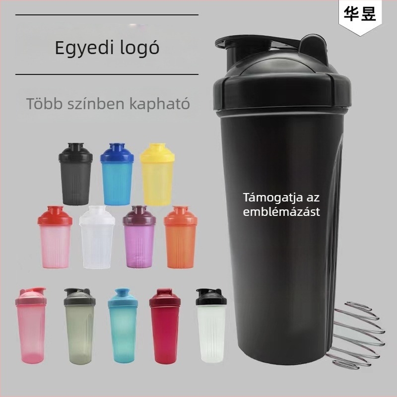 Hordozható flip-top műanyag shaker pohár, 400 ml, nagy kapacitású fitnesz pohár