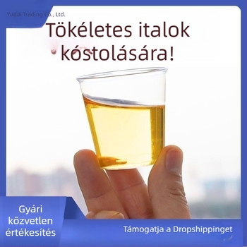 Egyszer használható kóstolópoharak, kis méretűek, átlátszó kemény műanyagból, vastagított kivitelben, teák és italok kóstolására, egyenként csomagolva