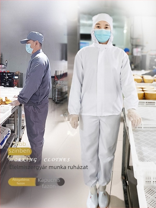 Élelmiszeripari gyári munkaruházati készlet, hosszú ujjú, uniszex, porvédő ruházat