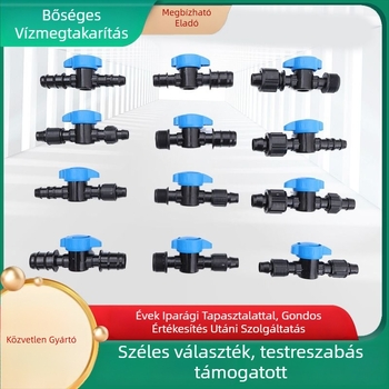 Csepegtető öntözéshez illesztőkészlet: puha csatlakozók, külső menetű anyák, bypass szelepek és egyenes szelep – 100 darab