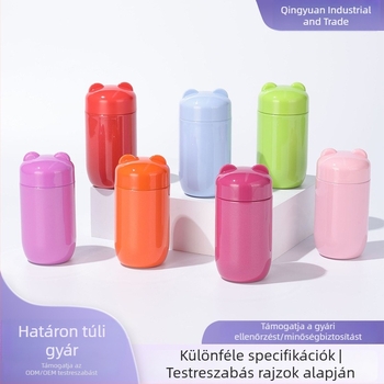 Macskafüles fedelű hőszigetelt pohár, dupla falú 304 rozsdamentes acélból, kompakt zsebméretű, minimalista irodai stílus