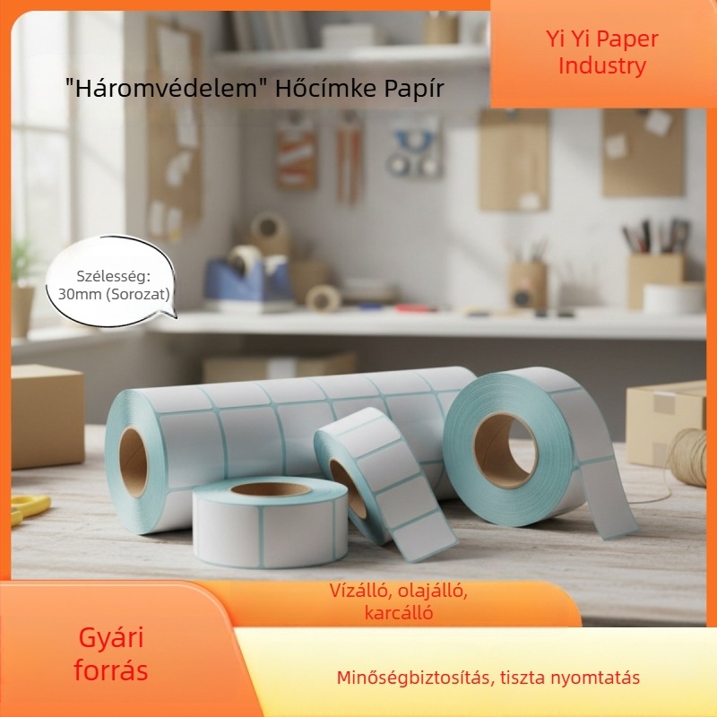 Háromvédett hőérzékelő címke papír 30×20 mm, öntapadó címkék tej-tea számára, áruház és raktári osztályozásra, termos matricák raktáron