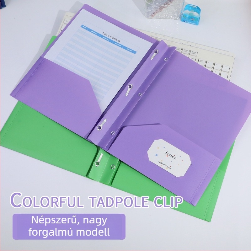PP műanyag 3 lyukas D-clip iratrendező, A4, több színű