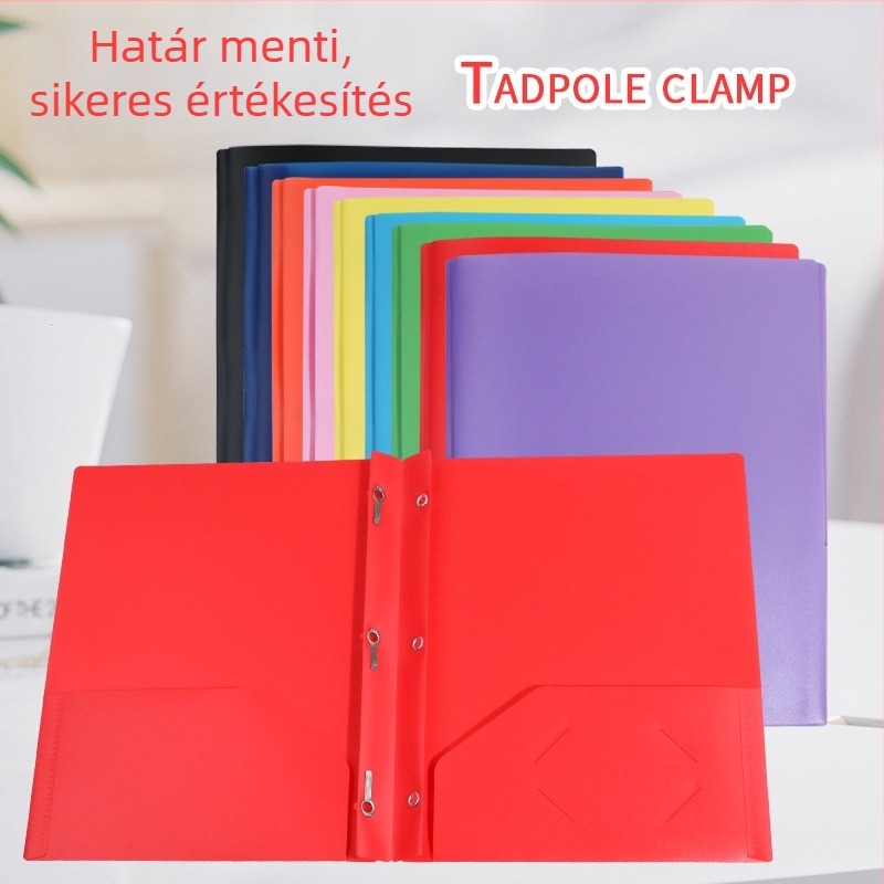 PP műanyag 3 lyukas D-clip iratrendező, A4, több színű