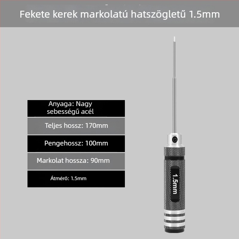 Modellező repülőgépekhez készült hatszögfejű csavarhúzó készlet, méretek 1.27/1.3/1.5/2.5 mm, 6-szög, hossz 0.9