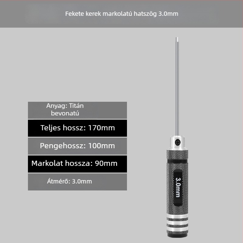 Modellező repülőgépekhez készült hatszögfejű csavarhúzó készlet, méretek 1.27/1.3/1.5/2.5 mm, 6-szög, hossz 0.9