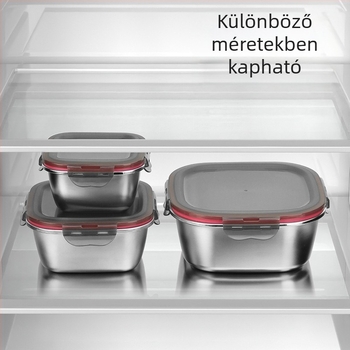 Rozsdamentes acél ételtároló doboz zárható fedővel, ebéddoboz / bento doboz