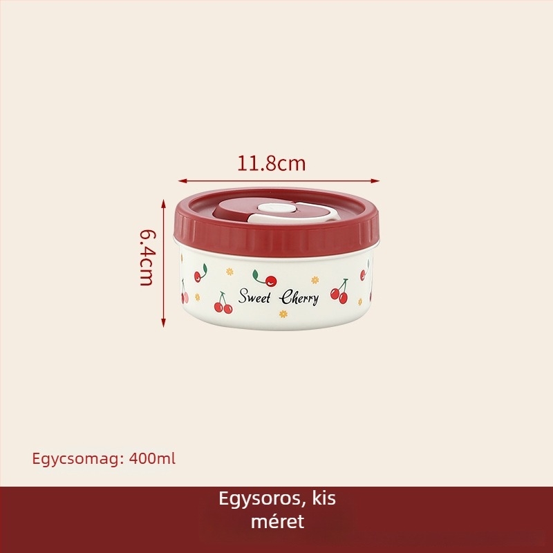 304 rozsdamentes acél ebédes doboz készlet – mélyített, mikrohullámú sütőbe tehető, hordozható, több rétegű Bento doboz légmentesen záródó, cseresznyés motívummal
