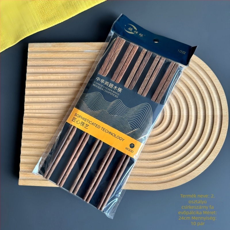 Padauk-fából készült 10 pár evőpálcika, kínai stílusú otthoni konyhai használatra