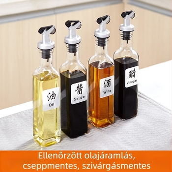 Négyszögletes üveg olaj- és ecetpalack flip-top fedéllel