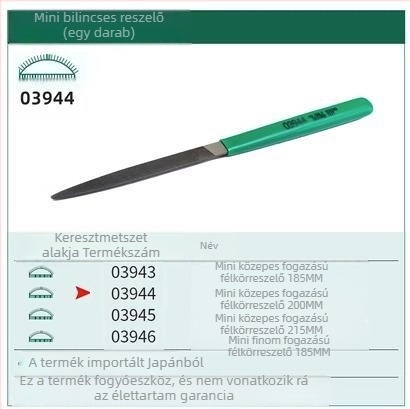 Mini lapos reszelő acélból, közepes fogú