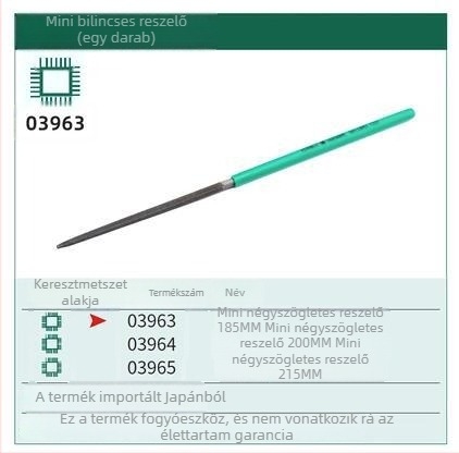 Mini lapos reszelő acélból, közepes fogú
