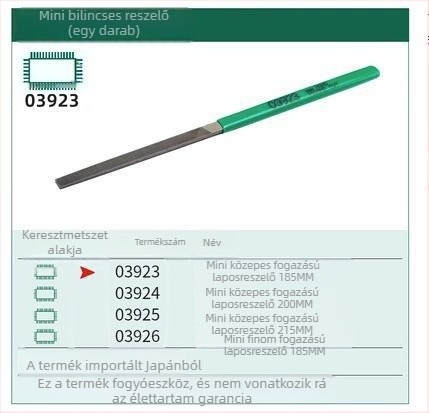 Mini lapos reszelő acélból, közepes fogú