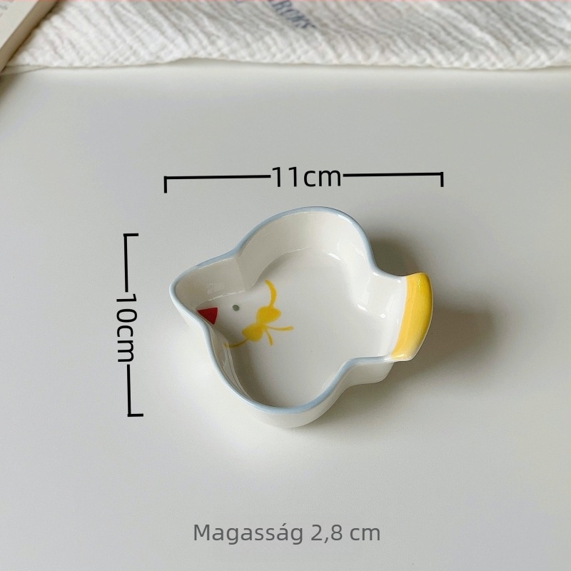 Porcelán reggelizőtálak gyerekeknek készlet, aranyos rajzfilm mintával, kerek formájú, mikrohullámú sütőben használható
