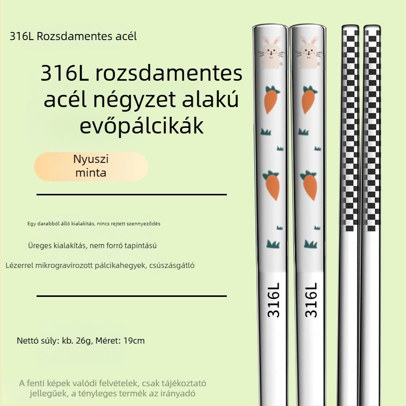 316L rozsdamentes acél gyerekek evőpálcikái, szülő-gyerek készlet, penészedésálló, csúszásmentes, hőálló, otthonra és óvodába