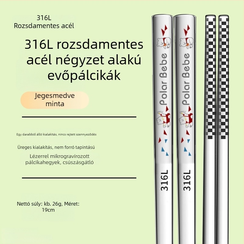 316L rozsdamentes acél gyerekek evőpálcikái, szülő-gyerek készlet, penészedésálló, csúszásmentes, hőálló, otthonra és óvodába