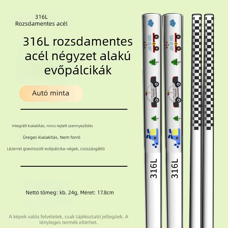 316L rozsdamentes acél gyerekek evőpálcikái, szülő-gyerek készlet, penészedésálló, csúszásmentes, hőálló, otthonra és óvodába