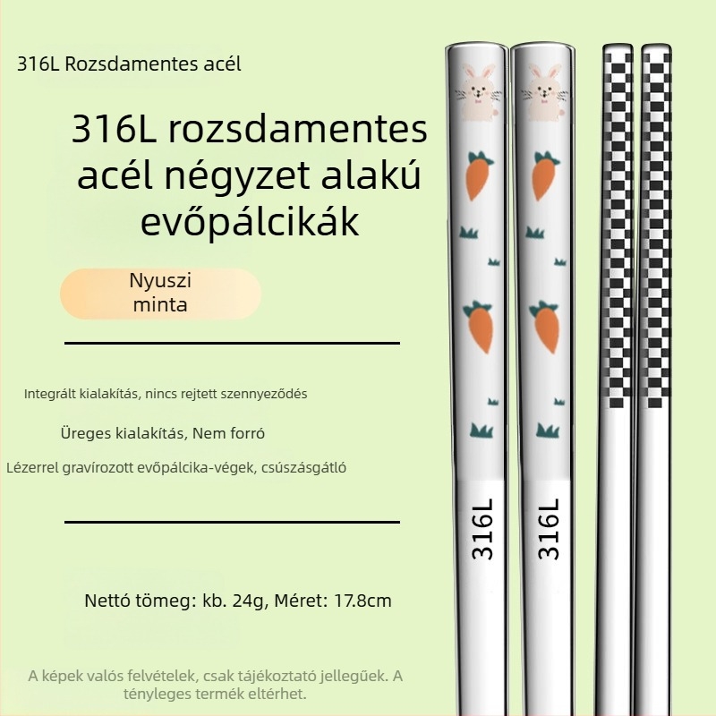 316L rozsdamentes acél gyerekek evőpálcikái, szülő-gyerek készlet, penészedésálló, csúszásmentes, hőálló, otthonra és óvodába