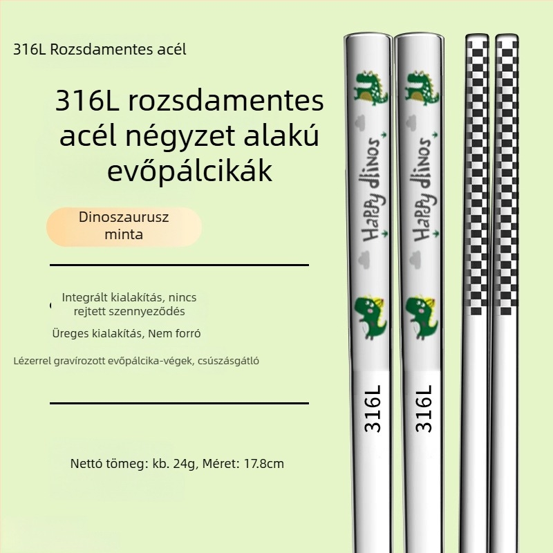 316L rozsdamentes acél gyerekek evőpálcikái, szülő-gyerek készlet, penészedésálló, csúszásmentes, hőálló, otthonra és óvodába