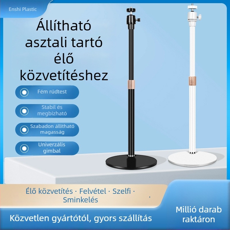 Asztali gimballos állvány kamera és projektorhoz LED világítással, alumíniumötvözet, állítható magasság