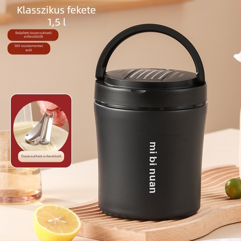 Két rétegű vákuum-szigetelt ebédtároló, 1,2 L, diákoknak és irodai dolgozóknak