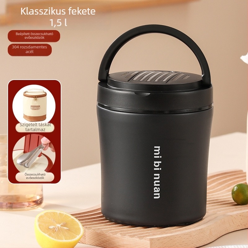 Két rétegű vákuum-szigetelt ebédtároló, 1,2 L, diákoknak és irodai dolgozóknak
