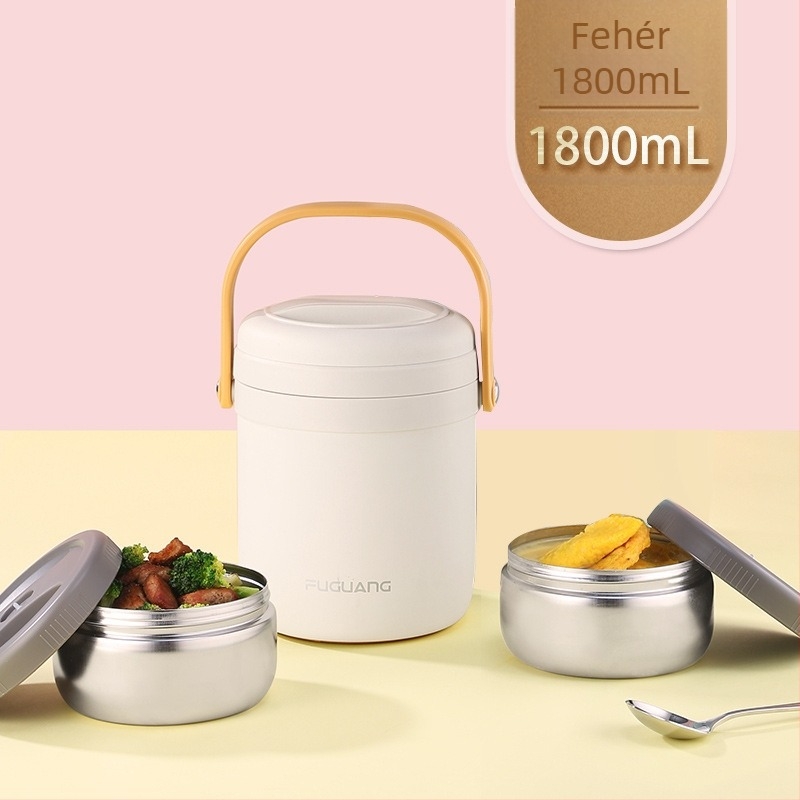 Fuguang szigetelt ebédbox, rozsdamentes acél, élelmiszer-minőség, háromrétegű vákuum dizájn, hordozható irodai dolgozóknak, kapacitás 1.8L vagy 2.2L